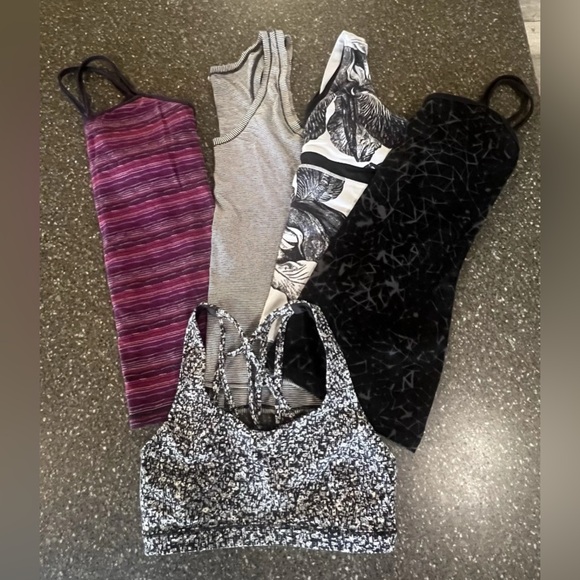 lululemon athletica Tops - LULULEMON BUNDLE (5) Size 6 Activewear Gym Tanks Sports Bra Yoga Running Workout